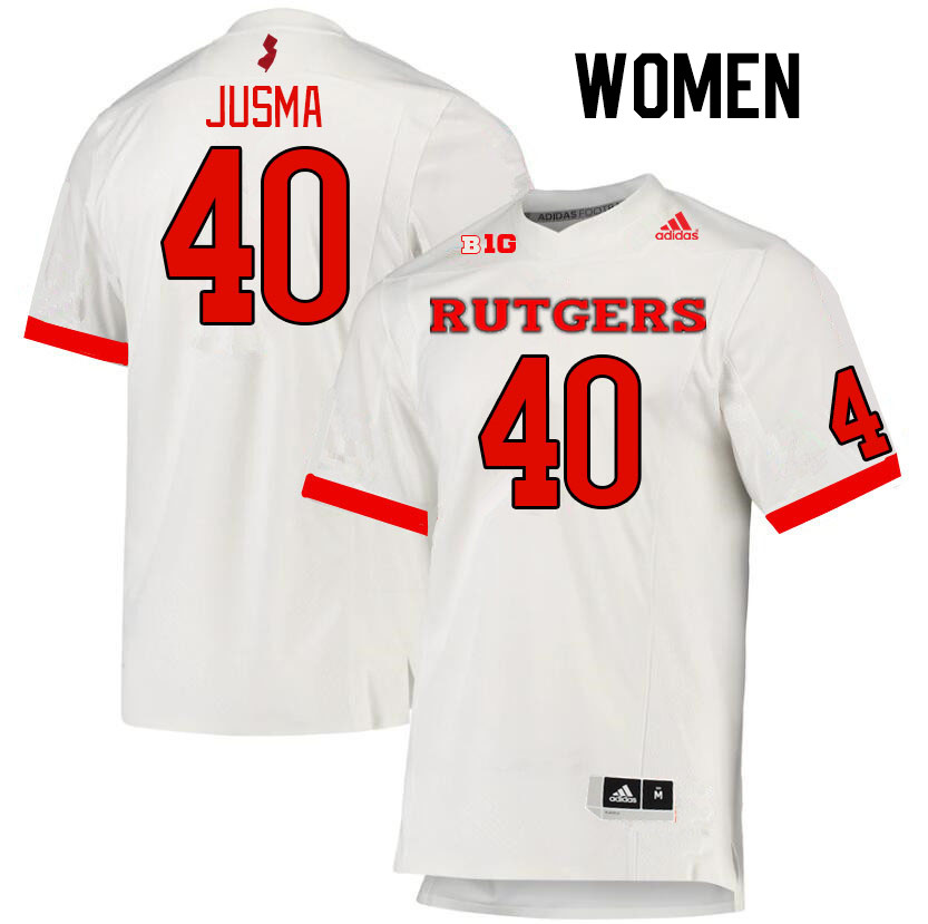 Women #40 Sebastian Jusma Rutgers Scarlet Knights College Football Jerseys Stitched Sale-White - Click Image to Close